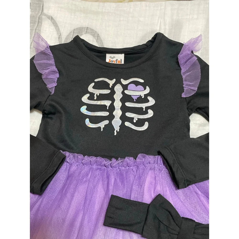 Baby Joyful Moments Halloween Skeleton Costume Black Purple 18M tulle